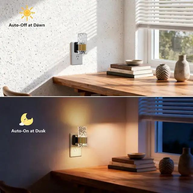 Alt view image 3 of 7 - Dimmable Acrylic Plug in LED Night Lights, Dusk to Dawn Sensor, 2 Pack