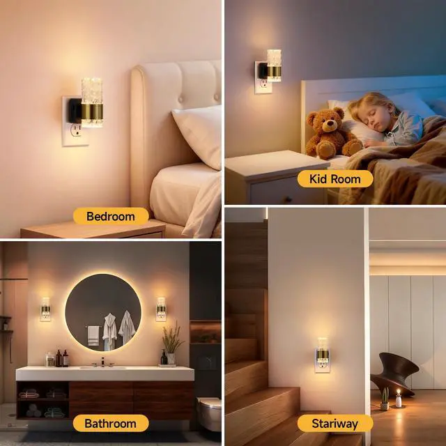 Alt view image 7 of 7 - Dimmable Acrylic Plug in LED Night Lights, Dusk to Dawn Sensor, 2 Pack