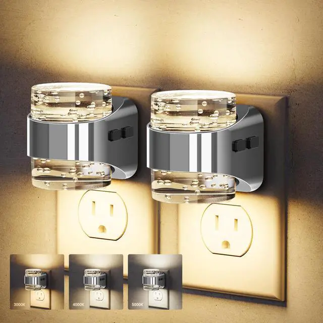 Main image of Night Light Sliver, Bubble Night Lights Plug into Wall Auto, Warm