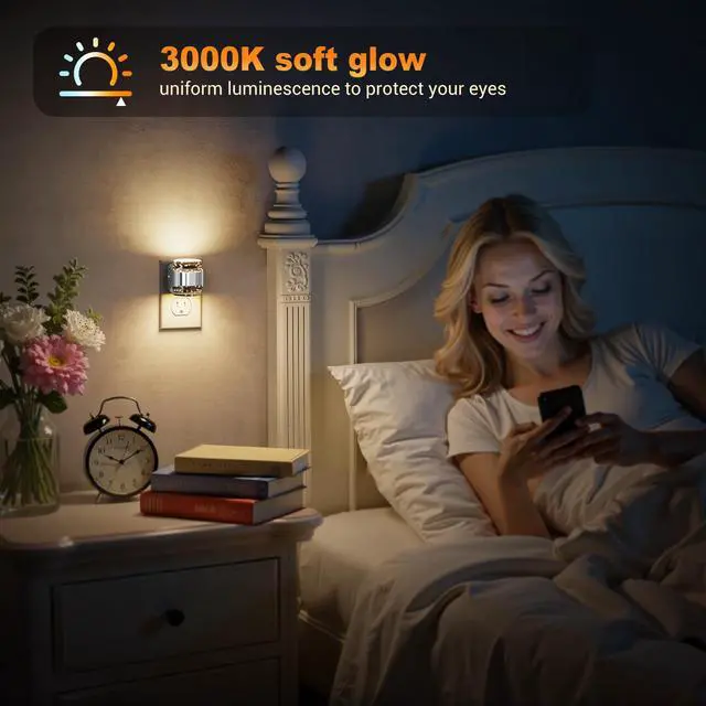 Alt view image 4 of 6 - Night Light Sliver, Bubble Night Lights Plug into Wall Auto, Warm