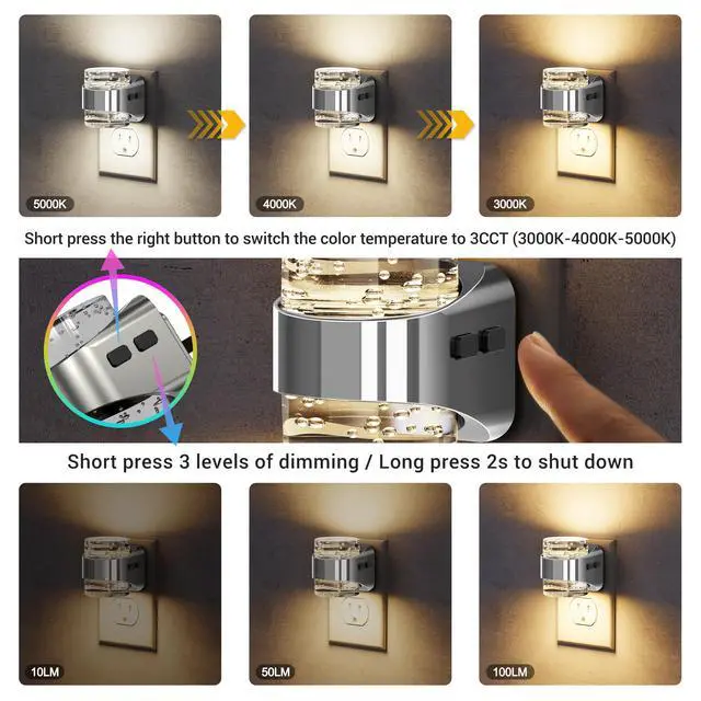 Alt view image 2 of 6 - Night Light Sliver, Bubble Night Lights Plug into Wall Auto, Warm