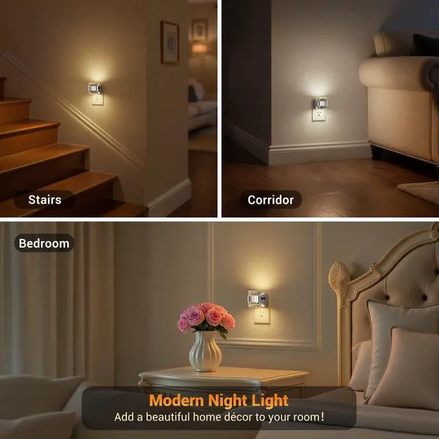 Alt view image 5 of 6 - Night Light Sliver, Bubble Night Lights Plug into Wall Auto, Warm