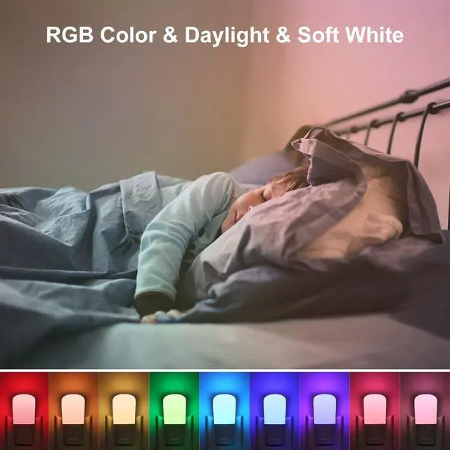 Alt view image 3 of 7 - Kids Night Lights Plug in, RGB Color Changing Night Lights