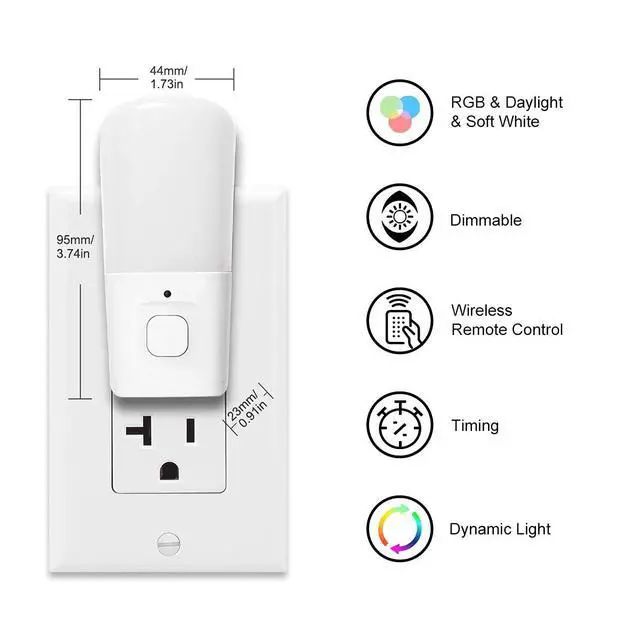 Alt view image 5 of 7 - Kids Night Lights Plug in, RGB Color Changing Night Lights