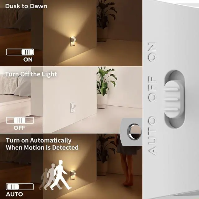 Alt view image 4 of 7 - Motion Sensor Night Light, Night Lights Plug into Wall, 3000K