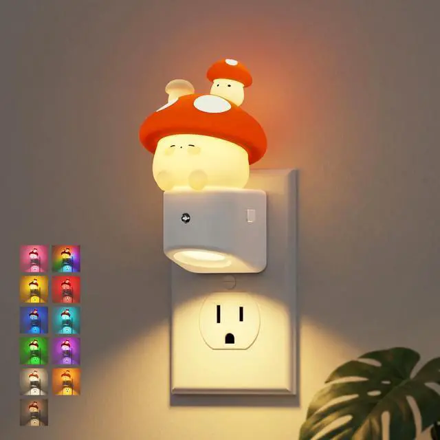 Main image of Night Light for Kids,3D Mushroom Night Lights Plug into wall
