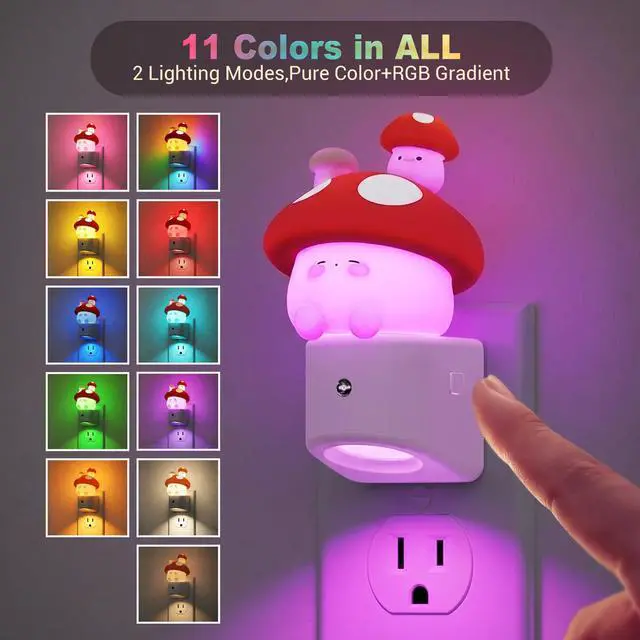 Alt view image 2 of 6 - Night Light for Kids,3D Mushroom Night Lights Plug into wall