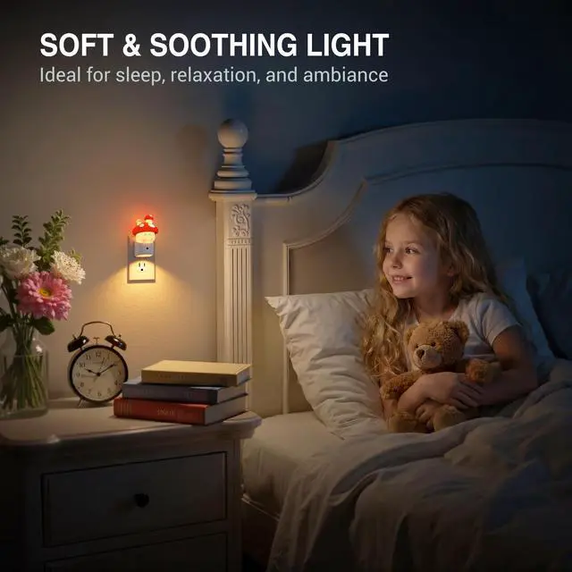 Alt view image 5 of 6 - Night Light for Kids,3D Mushroom Night Lights Plug into wall