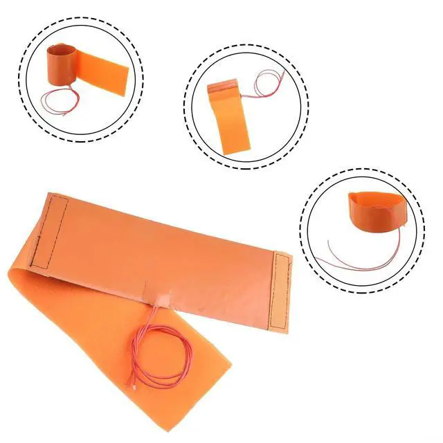 Alt view image 2 of 7 - for 12V 240W Silicone Bottle Heater Flexible Heating Pad Mat Orange 10x30cm Portable Electric Warm Pad for Bottles Car Travel Outdoor Home Use