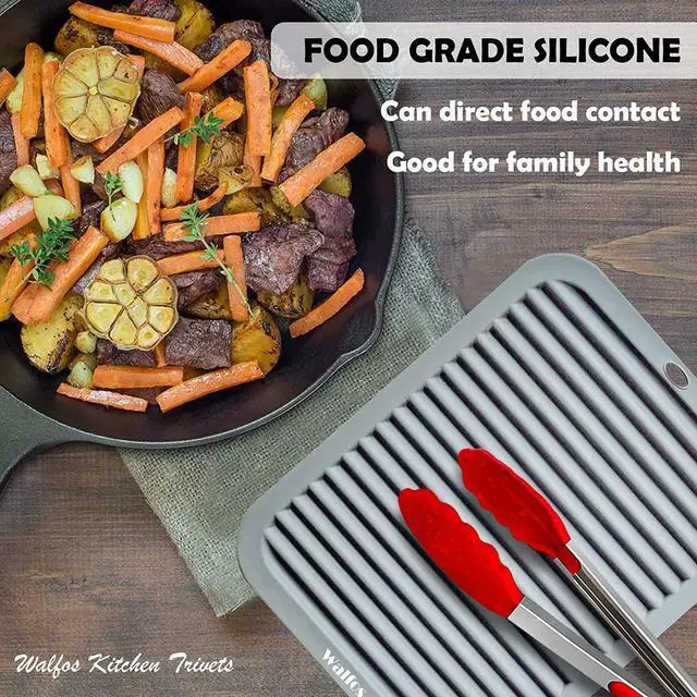 Alt view image 6 of 7 - Silicone Trivets for Hot Pots and Pans - Heat Resistant Hot Pads for Kitchen Counter- 4 Pcs Multi-Purpose & Versatile Trivet Mat - Long-Lasting & Flexible Silicone Hot PadGray
