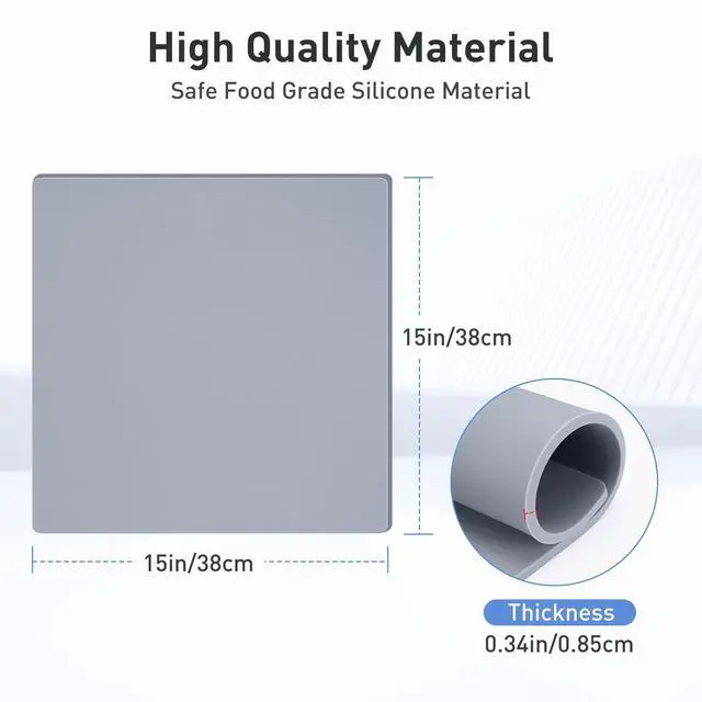 Alt view image 3 of 7 - 0.34" Thick Heat Press Mat Silicone 15x15,Silicone Pad Support Double Sided Use for Heat Press,500°C/937°F Heavy and Sturdy Washable Base Pad Suitable for HTV Heat Transfer Vinyl