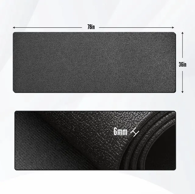 Alt view image 2 of 7 - GWT 36" x 78" Durable Anti-Slip Workout Mat - 1/4" Thick Ultimate Floor Protection, Noise-Reducing,Tear-Resistant All-Purpose Exercise Mat for Treadmills, Home Gym, Yoga, and Weightlifting