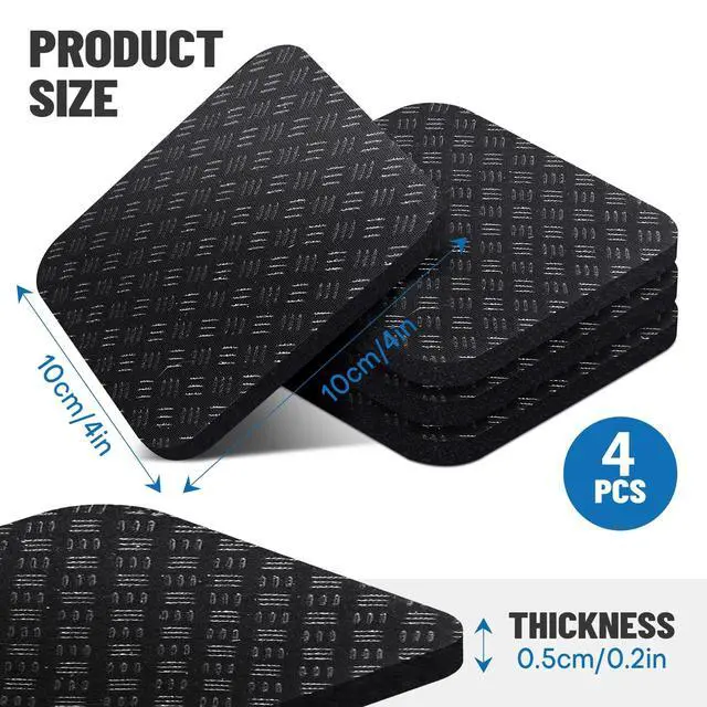 Alt view image 3 of 7 - Treadmill Mat Pads 4PCS - Double-Sided Non-Slip - Anti Vibration Mat for Treadmill, Walking Pad, Exercise Bike - Hardwood Floors Protection