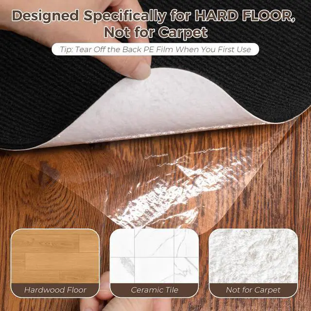 Alt view image 2 of 7 - Office Chair Mat for Hardwood Floor 36x48 Inch, Non-Slip Rolling Chair Mat, Flat Lay Floor Protector for Wood Tile Laminate, Anti-Slip Sound Absorbing(Black)