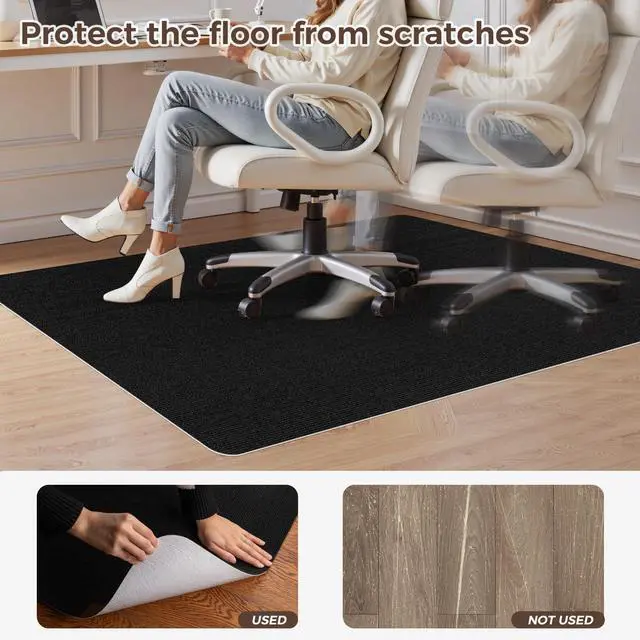 Alt view image 4 of 7 - Office Chair Mat for Hardwood Floor 36x48 Inch, Non-Slip Rolling Chair Mat, Flat Lay Floor Protector for Wood Tile Laminate, Anti-Slip Sound Absorbing(Black)