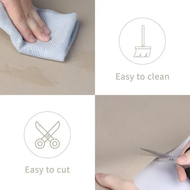 Alt view image 5 of 7 - Kitchen Shelf Liner Drawer Liners, Non-Adhesive Refrigerator Liners Waterproof Fridge Mats with Strong Durable Kitchen Cabinets Mat for Drawers, Shelves, Pantry Khaki