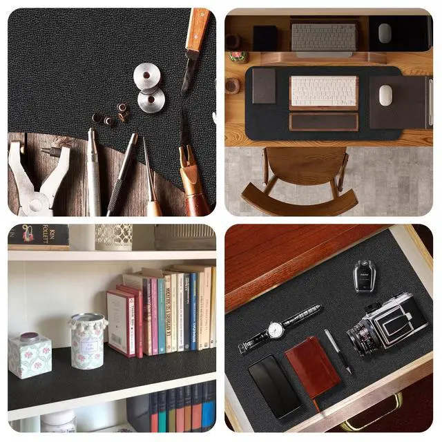 Alt view image 7 of 7 - Shelf Liner for Cabinets, Drawer Non Adhesive Non Slip Foam Mat for Kitchen, Pantry, Bathroom, Cupboard, Garage, Closet, Shelves, Drawer, Tool Box, Black 11.8 x 59 inches