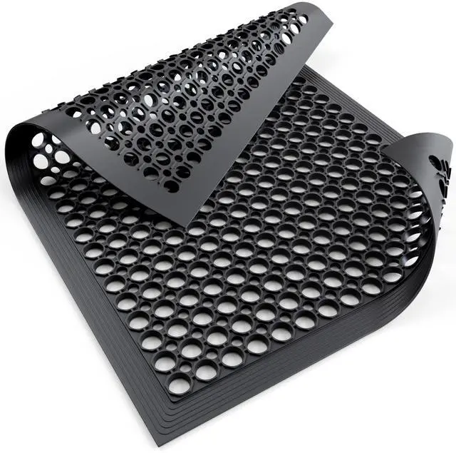 Main image of 36" x 24" Commercial Rubber Floor Mat | Safety Water Drainage | Non Slip Anti Fatigue Mat for Restaurant, Kitchen, Indoors, Outdoors and Entryway
