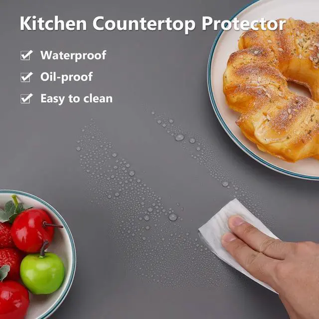 Alt view image 4 of 7 - 25x17x0.03 Silicone Mats for Kitchen Counter, Large Silicone Countertop Protector, Nonskid Heat Resistant Desk Saver Pad, Multipurpose Mat, Placemat, Dark Gray
