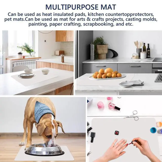 Alt view image 5 of 6 - 2 Pack Silicone Crafting Mats, 15.7" x 11.8" Silicone Mat for Crafts, Large Heat Resistant Sheet for Jewelry Casting, Epoxy Resin, Painting, Counter Table Protector, Placemat, Nonslip, Beige