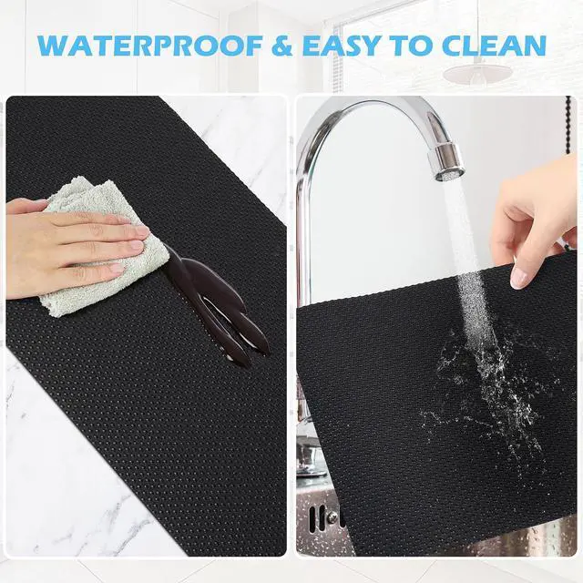 Alt view image 2 of 6 - Drawer Liners, Waterproof Shelf Liner, Anti-Slip Non-Adhesive BPA Free Kitchen Cupboard Cabinet Liner Refridge Fridge Mats Sink Protector Strong Durable for Home (Black/11.8in x 10Ft)