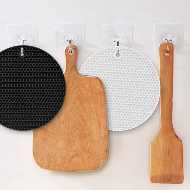 Alt view image 2 of 7 - Silicone Square Trivets Mat, 6 Packs Multipurpose Non Slip Heat Resistant Pot Holder-Black