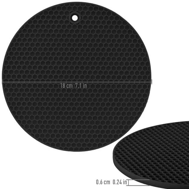 Alt view image 4 of 7 - Silicone Square Trivets Mat, 6 Packs Multipurpose Non Slip Heat Resistant Pot Holder-Black