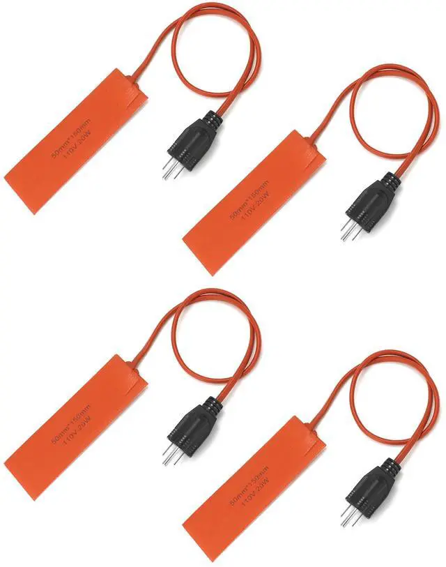 Main image of Silicone Heating Pad 20W 110V with US Plug 4 Pack Flexible Heat Pad for Pipes, Tanks & Valves