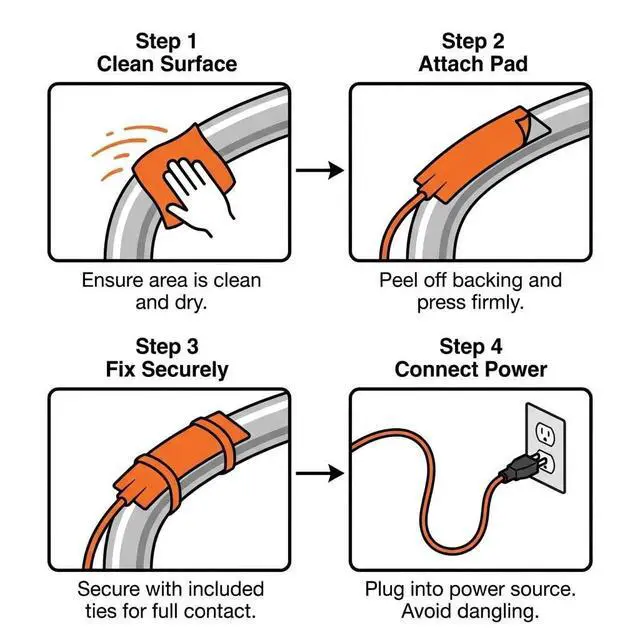 Alt view image 7 of 7 - Silicone Heating Pad 20W 110V with US Plug 4 Pack Flexible Heat Pad for Pipes, Tanks & Valves