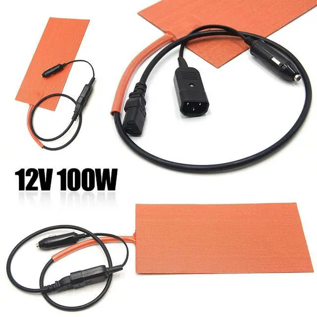 Alt view image 2 of 7 - 12V 100W Silicone Heating Pad Mat Quick Heater with Detachable Power Cable for Food Delivery Bag 5.98X11.97 Inches