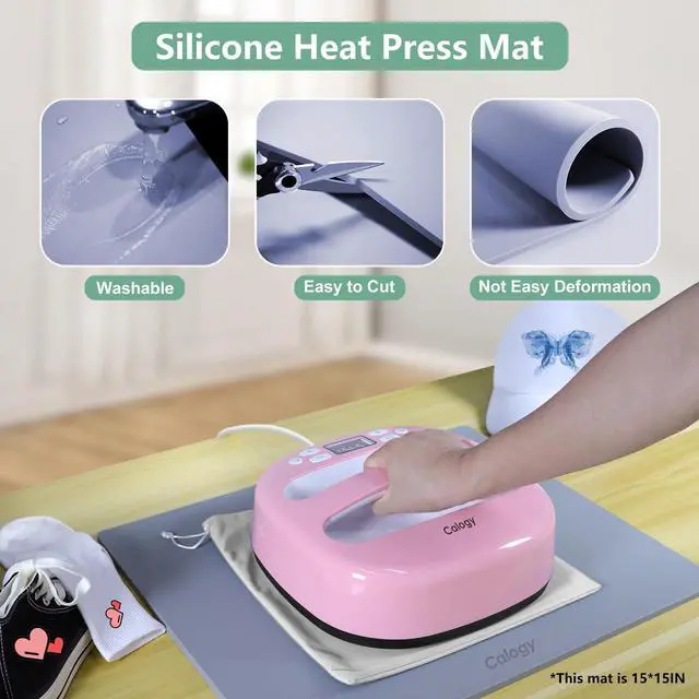 Alt view image 4 of 6 - Heat Press Mat Silicone 15x15 inch, Heat Press Pad Resistant Fireproof 0.34in Thickness, Double Sided Easy Washable Mat for Vinyl Ironing Insulation Transfer Crafting Sublimation Projects