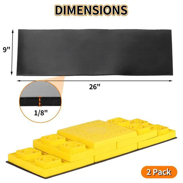 Alt view image 2 of 7 - 26x9 Heavy Duty Rubber Mat, Anti-Slip Rubber Pad for RV Leveling Blocks/Ramp/Leveler (2 Pack)