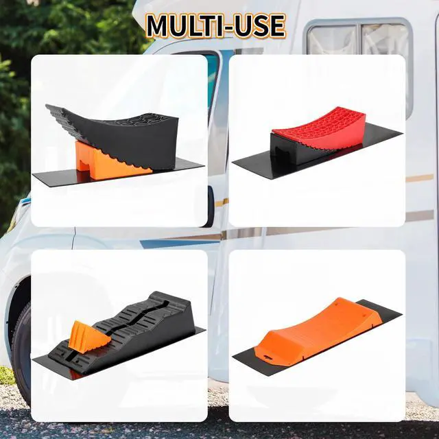 Alt view image 3 of 7 - 26x9 Heavy Duty Rubber Mat, Anti-Slip Rubber Pad for RV Leveling Blocks/Ramp/Leveler (2 Pack)