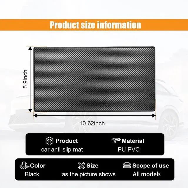 Alt view image 2 of 7 - Car Dashboard Anti-Slip Mat, 10.6"×5.9" Non-Slip Adhesive Pad, Grid