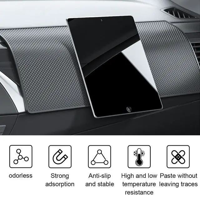 Alt view image 4 of 7 - Car Dashboard Anti-Slip Mat, 10.6"×5.9" Non-Slip Adhesive Pad, Grid
