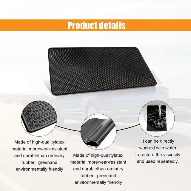 Alt view image 5 of 7 - Car Dashboard Anti-Slip Mat, 10.6"×5.9" Non-Slip Adhesive Pad, Grid