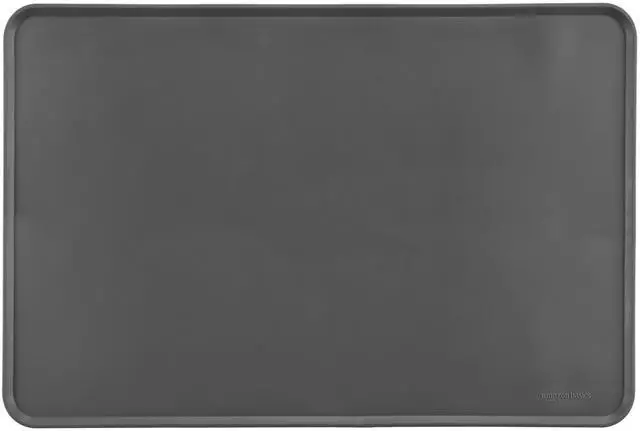 Main image of Waterproof Non-Slip Silicone Pet Food and Water Bowl Mat with Raised Edge, Feeding Placemat to Protect Floors, 24" x 16", Grey