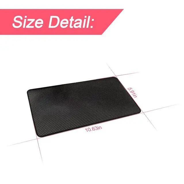 Alt view image 2 of 7 - 10.6 x 5.9 Inch Car Dashboard Anti-Slip Mat, Black/Grid