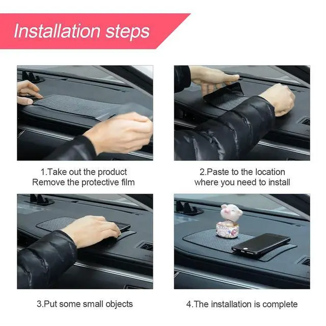 Alt view image 5 of 7 - 10.6 x 5.9 Inch Car Dashboard Anti-Slip Mat, Black/Grid