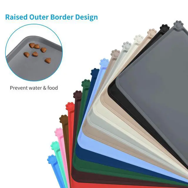 Alt view image 3 of 7 - Waterproof Silicone Pet Feeding Mats,Anti-Slip Dog Food Bowl Pad