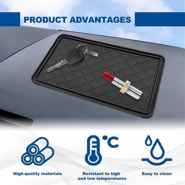 Alt view image 7 of 7 - Car Dashboard Anti-Slip Mat, 10.4"x 5.9" Multifunctional Universal Car Magic Dashboard Sticky Adhesive Mat, for Phones Sunglasses Keys Electronic Devices and More Use