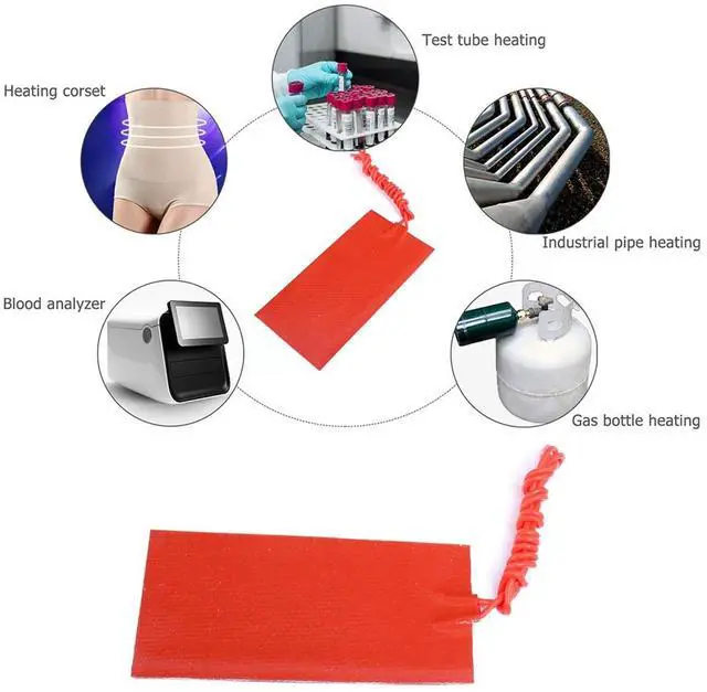 Alt view image 2 of 7 - 4PCS 20W 12V Silicone Rubber Heating Pad Flexible Silicone Heater Mat Electric Blanket Mat for Mixing and Thermal Insulation of Industrial Equipment