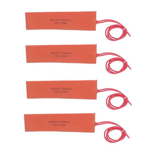 Alt view image 4 of 7 - 4PCS 20W 12V Silicone Rubber Heating Pad Flexible Silicone Heater Mat Electric Blanket Mat for Mixing and Thermal Insulation of Industrial Equipment