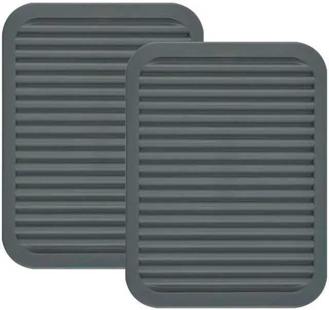 Main image of Silicone Trivets for Hot Dishes, for Hot Pots and Pans, Silicone Pads Mat Set, Heat Resistant Placements, Small Dish Drying Mat, Grey Rectangular Trivets Set 2