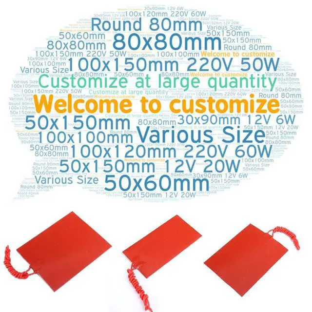 Alt view image 6 of 7 - 4PCS Silicone Heating Element, Icstation Heating Pad for Electronics 12V 25W Rubber Heater Constant Temperature 80X100mm/3.15X3.94 inch