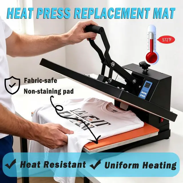 Alt view image 2 of 7 - 10x12 Inch Heat Press Mat 0.3 Inch Thickness Silicone Heat Press Pad