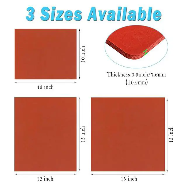 Alt view image 7 of 7 - 10x12 Inch Heat Press Mat 0.3 Inch Thickness Silicone Heat Press Pad