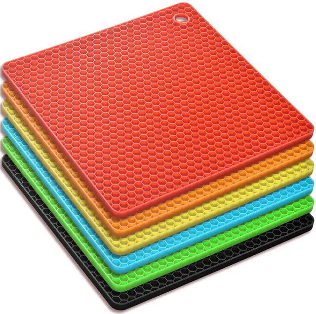 Main image of Silicone Square Trivets Mat, 6 Packs Multipurpose Non Slip Heat Resistant Pot Holder-Assorted Color