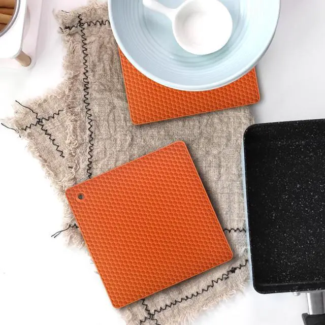Alt view image 2 of 7 - Silicone Square Trivets Mat, 6 Packs Multipurpose Non Slip Heat Resistant Pot Holder-Assorted Color