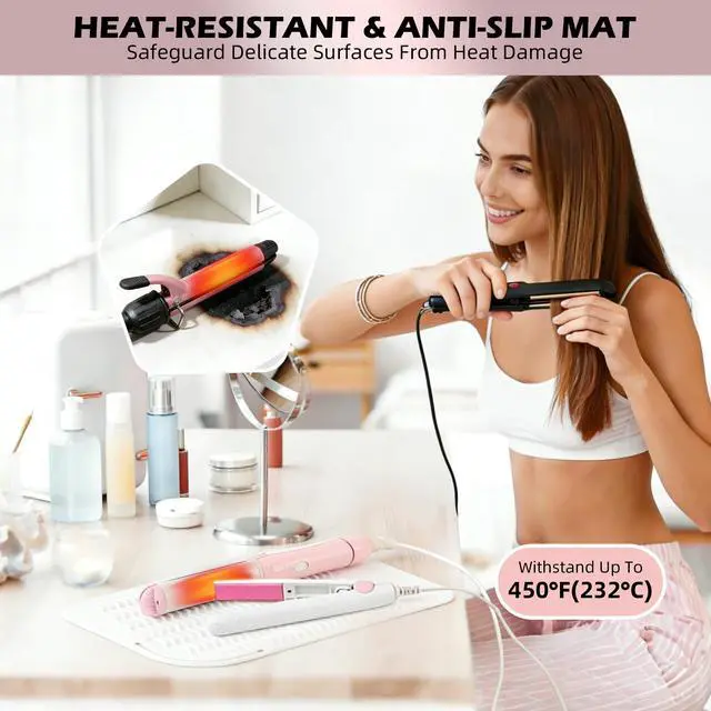 Alt view image 2 of 7 - Silicone Heat Resistant Mat for Hair Tools, 11" x 7.5", White